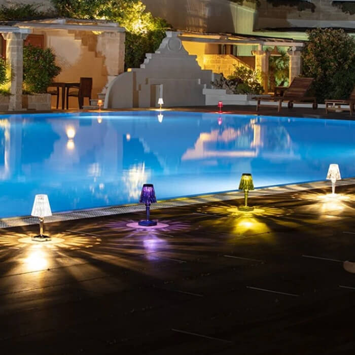 RoyaleGlow Crystal Wireless LED Lamp | Touch Control & Rechargeable Indoor/Outdoor Light - Transparent