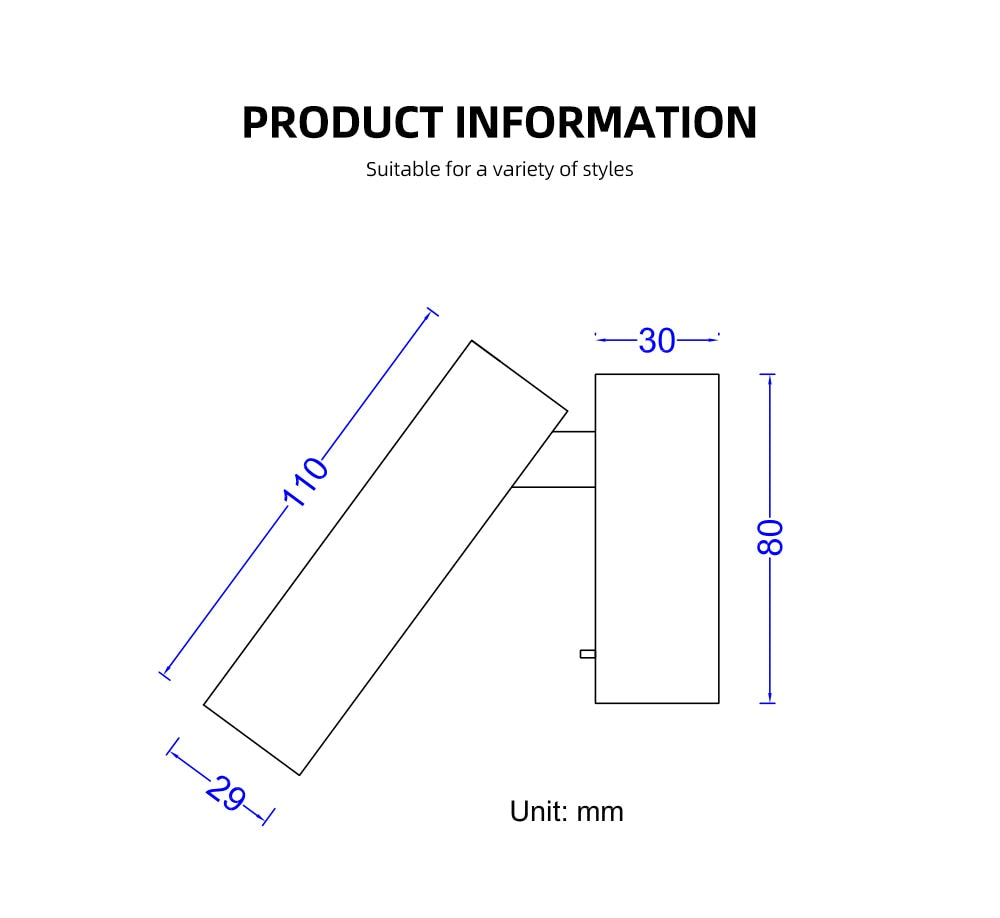 Rayvia 350° Mounted Bedside LED Wall Light for Reading