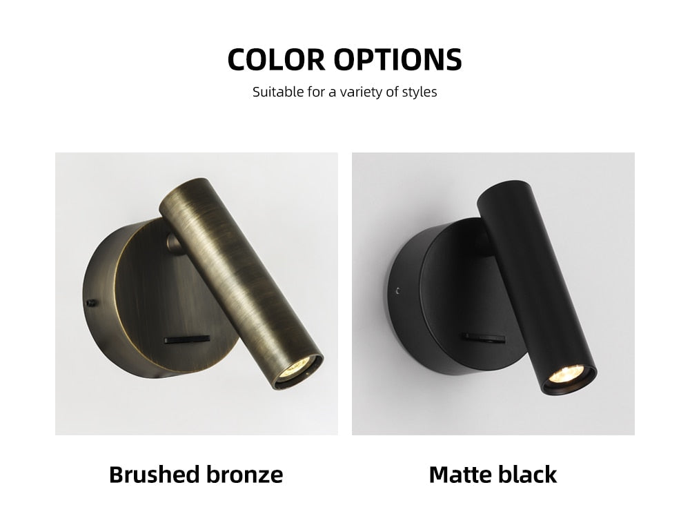 Rayvia 350° Mounted Bedside LED Wall Light for Reading
