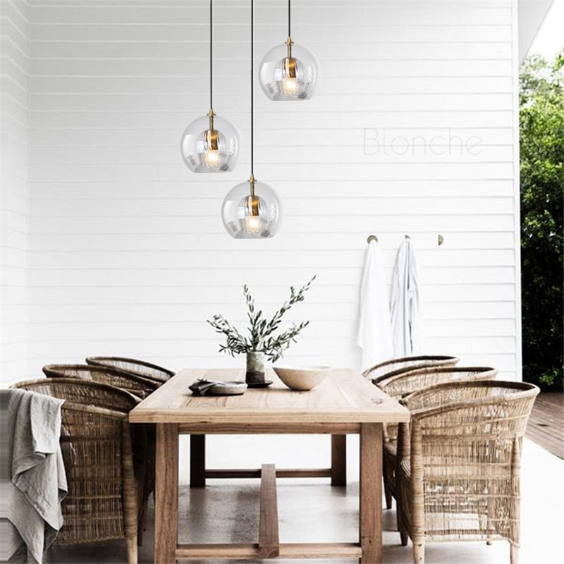 RoyaleGlow Elegant Glass Pendant Light Fixture - Modern Style & Warm Ambiance - 5.9 in / 15cm / Transparent