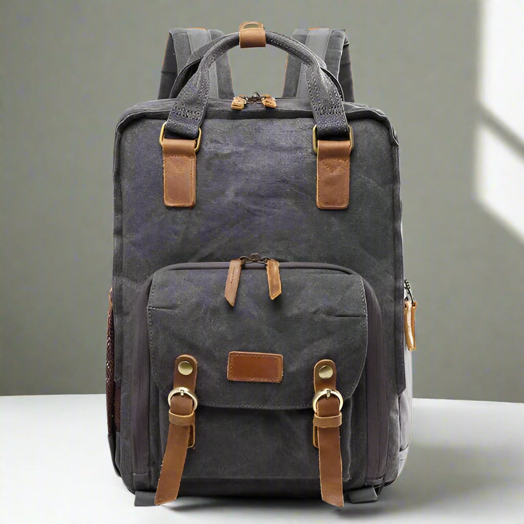 Royaleva Waterproof Waxed Canvas Camera Backpack 30cm
