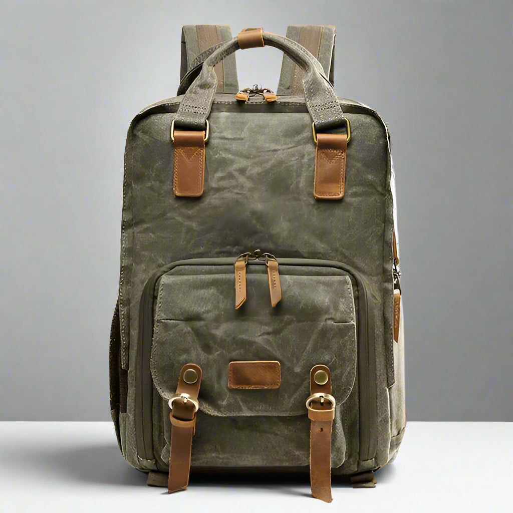 Royaleva Waterproof Waxed Canvas Camera Backpack 30cm