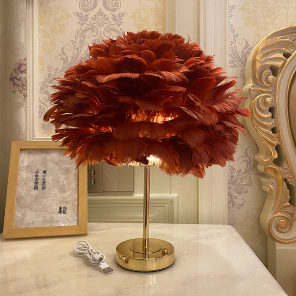 Royallure Feather LED Modern Table Lamp - 7 Colors - Lamp / Red feather
