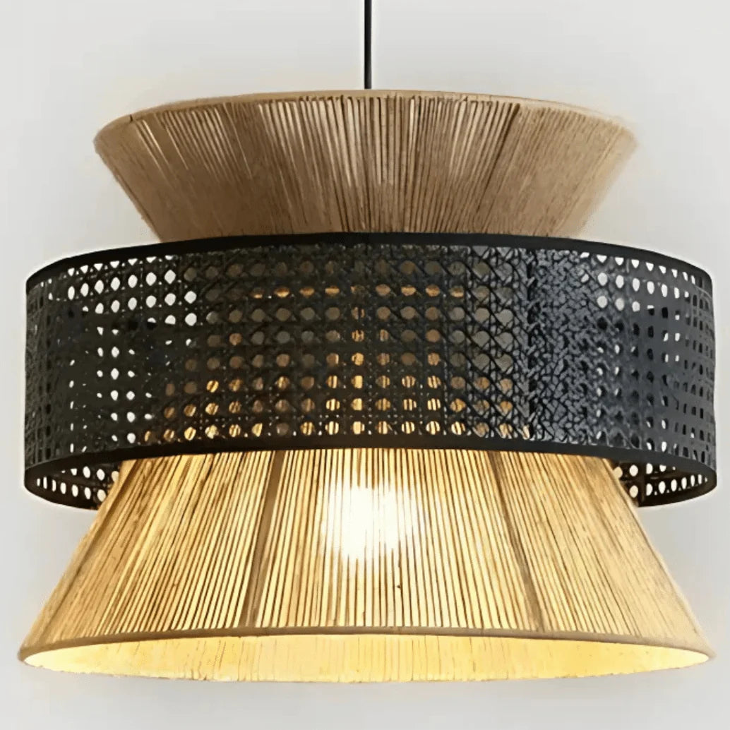 LuxRoyale Woven Rattan Pendant Light - Coastal Hanging Lamp for Dining, Kitchen Island