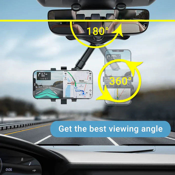 Royaleva Rotatable and Retractable Car Phone Holder - 360 Degree Rear View Mirror Phone Holder