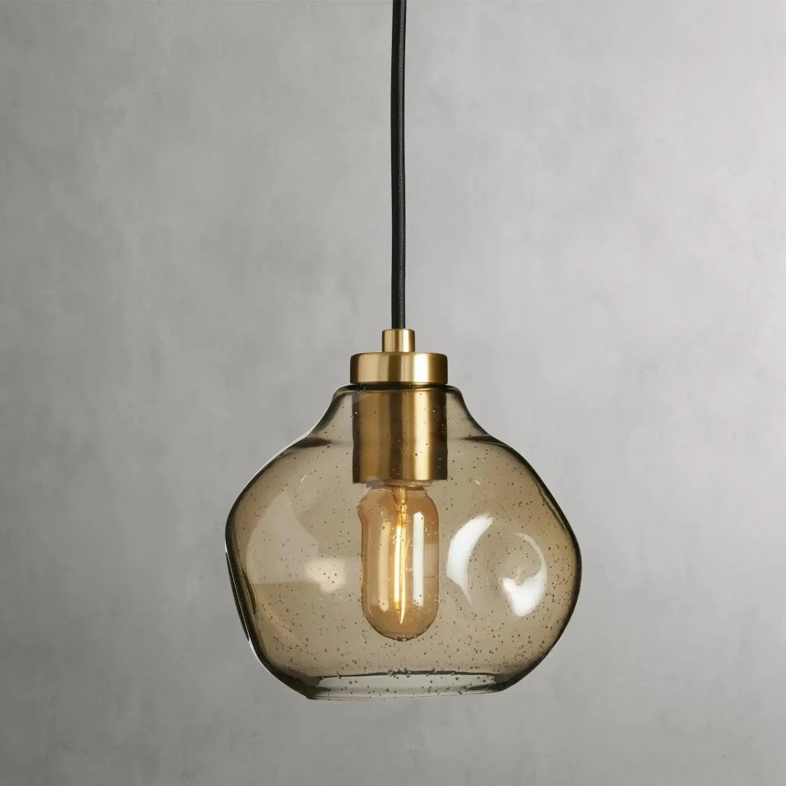RoyaleGlow Modern Organic Glass Pendant Light Fixture Brushed Brass - Royale Basic