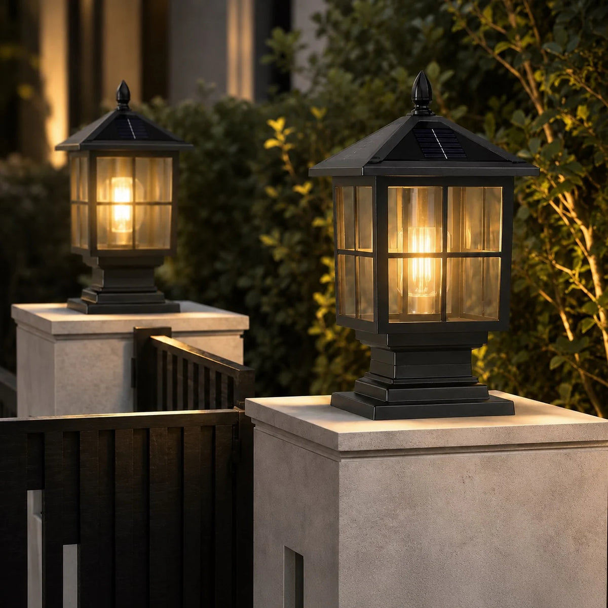 RoyaleGlow Waterproof Outdoor Pillar Light Traditional Dual Power LED Lamp - Royale Basic