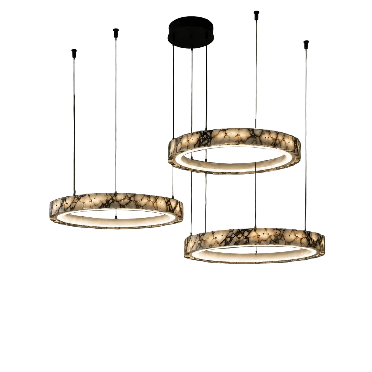 Royelux Modern Marble LED Ring Chandelier Adjustable Pendant Light - Royale Basic
