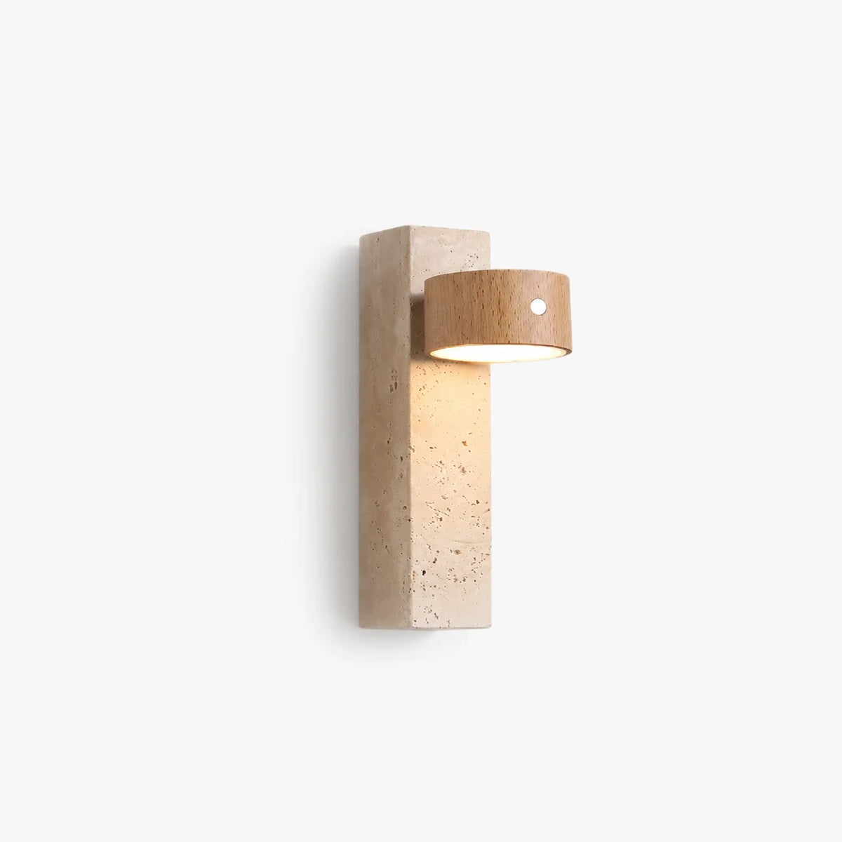 Royelux Modern Travertine and Wood Wall Sconce Lighting - Royale Basic