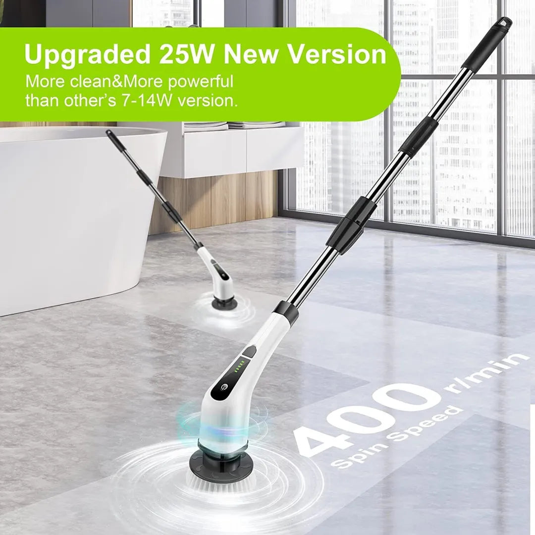 Luxora Electric Spin Power Scrubber Cordless Cleaning Brush Long Handle 7 Heads