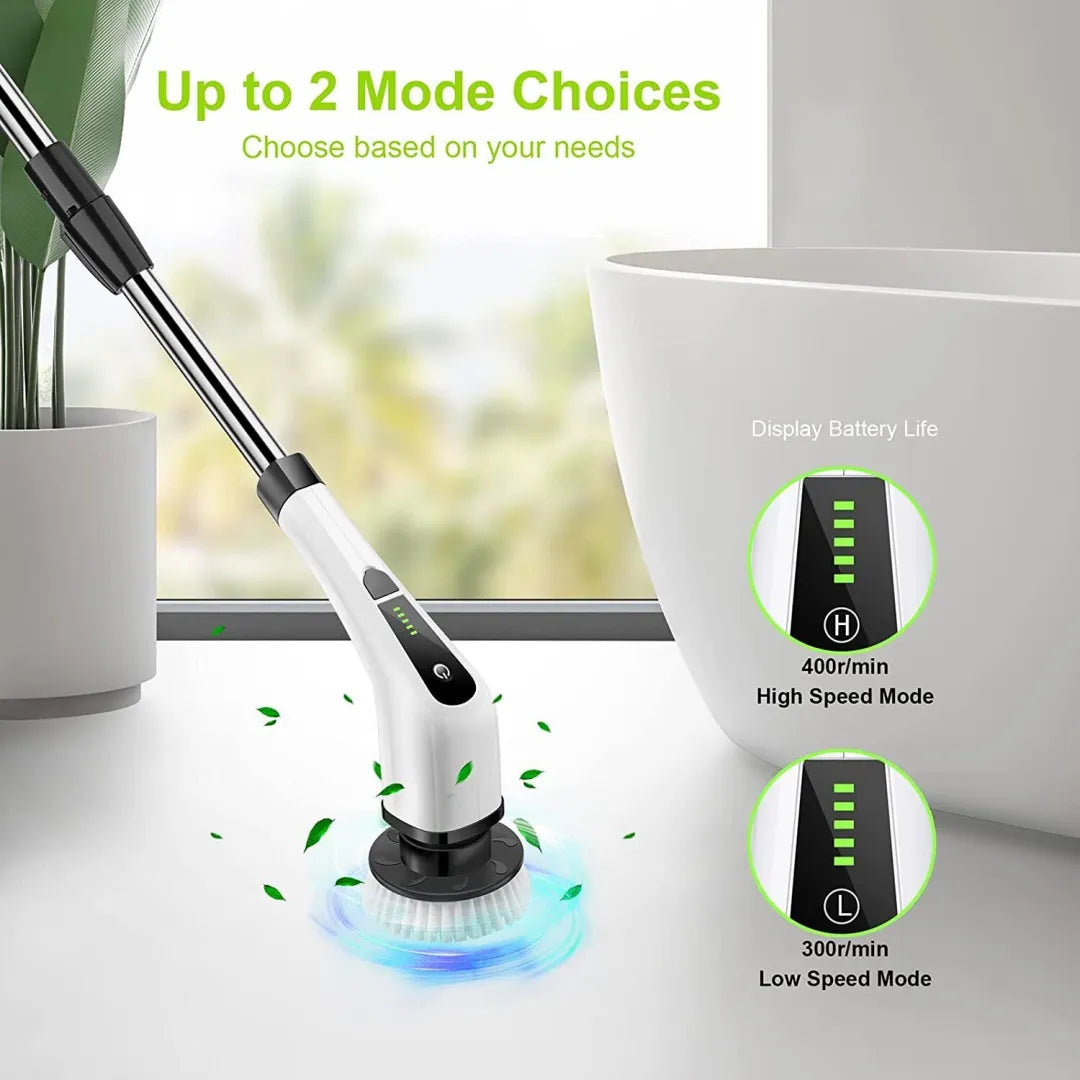 Luxora Electric Spin Power Scrubber Cordless Cleaning Brush Long Handle 7 Heads