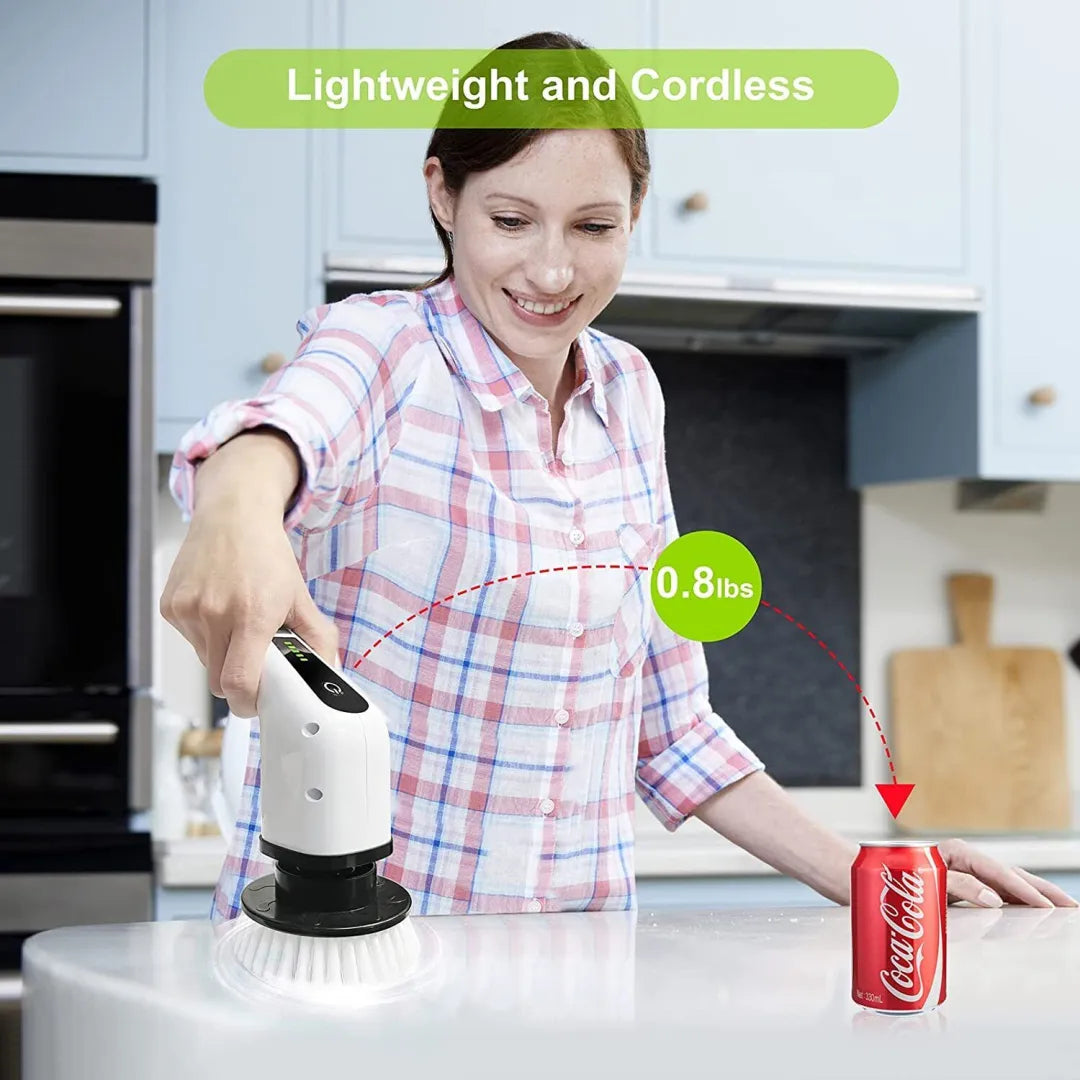 Luxora Electric Spin Power Scrubber Cordless Cleaning Brush Long Handle 7 Heads