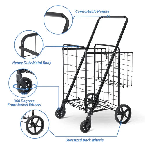 Royaleva Portable Shopping Cart for Easy Errands and Groceries