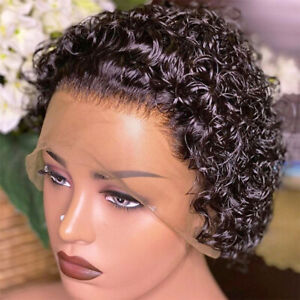 Royaleva Premium Lace Front Short Curly Pixie Bob Human Hair Weave Wig