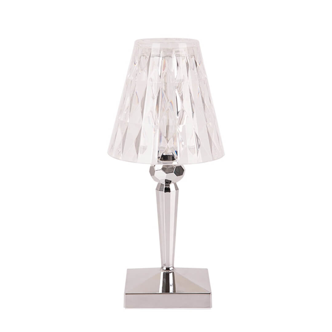 RoyaleGlow Crystal Wireless LED Lamp | Touch Control & Rechargeable Indoor/Outdoor Light - Silver