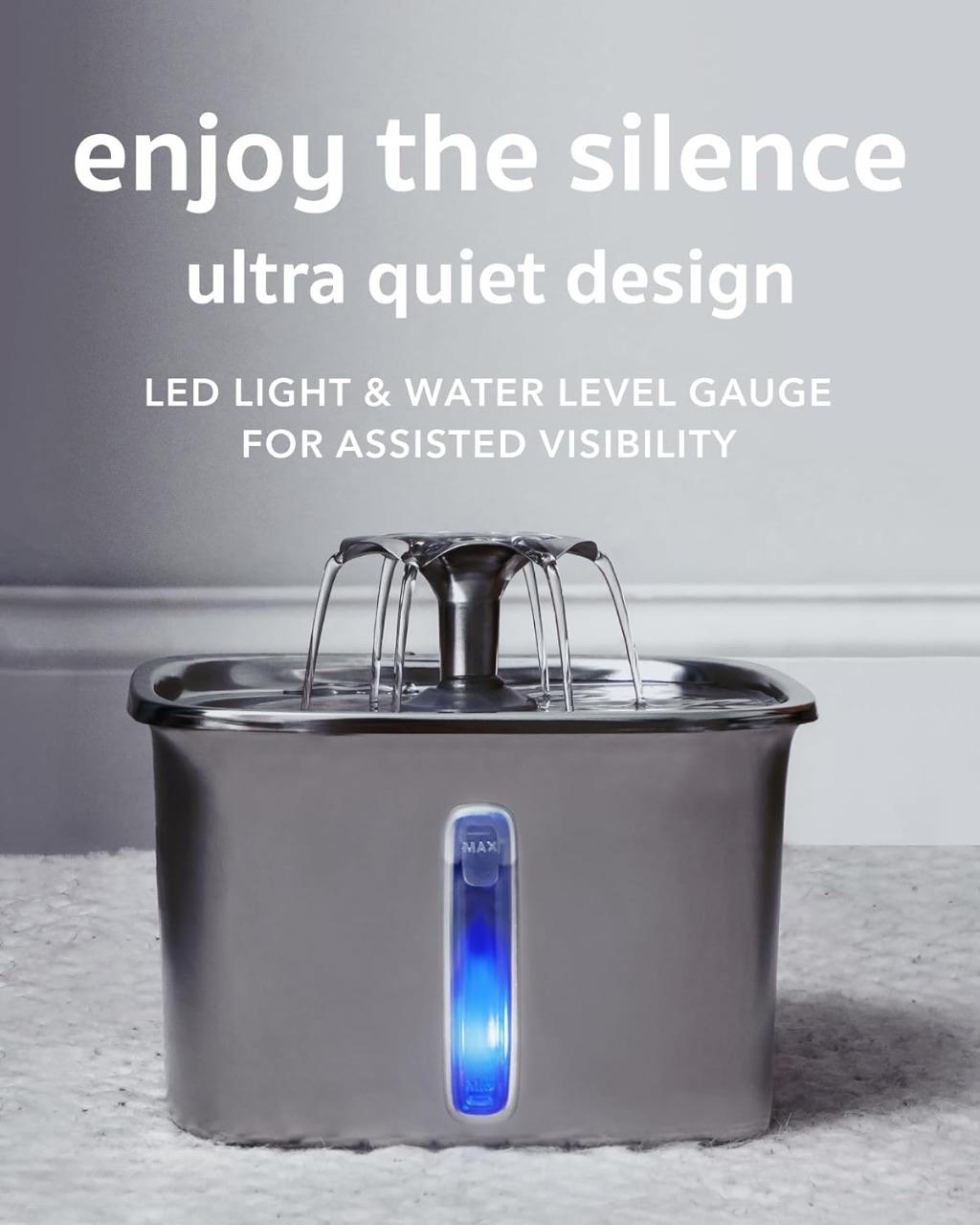 Luxora Stainless Steel Cat Water Fountain with Filters