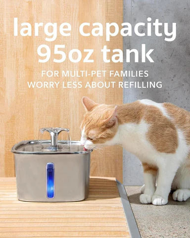 Luxora Stainless Steel Cat Water Fountain with Filters