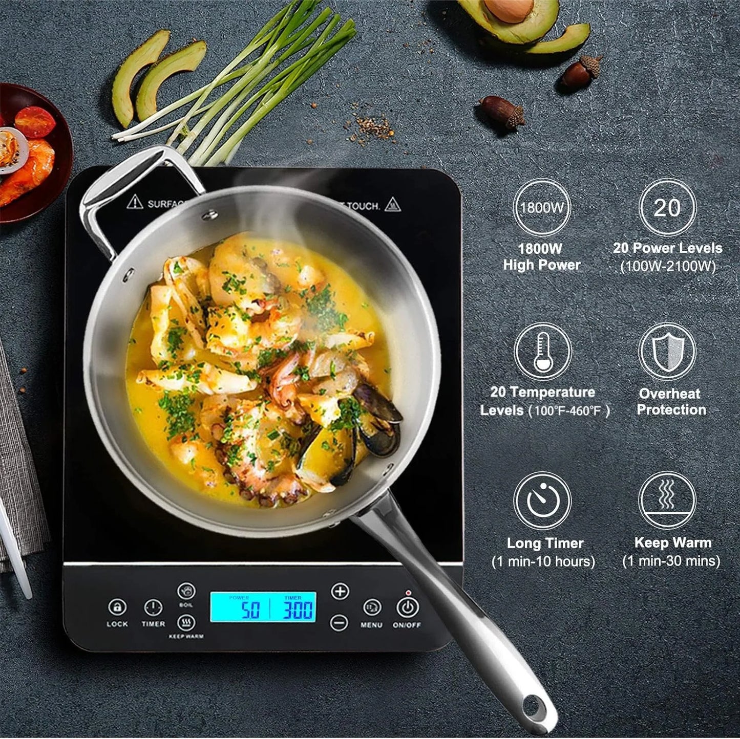 RoyaleGlow Portable Induction Cooktop with Touch Control