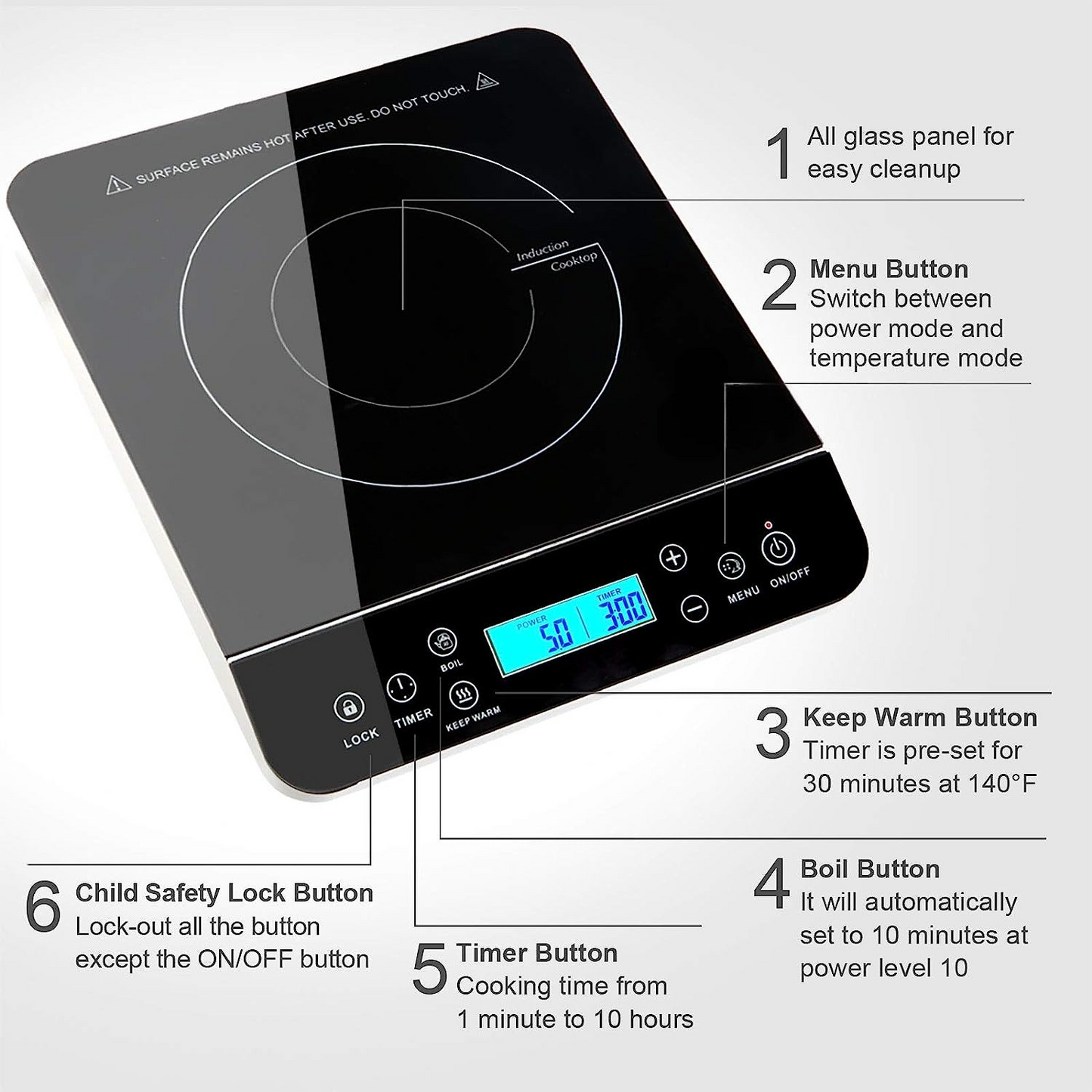 RoyaleGlow Portable Induction Cooktop with Touch Control