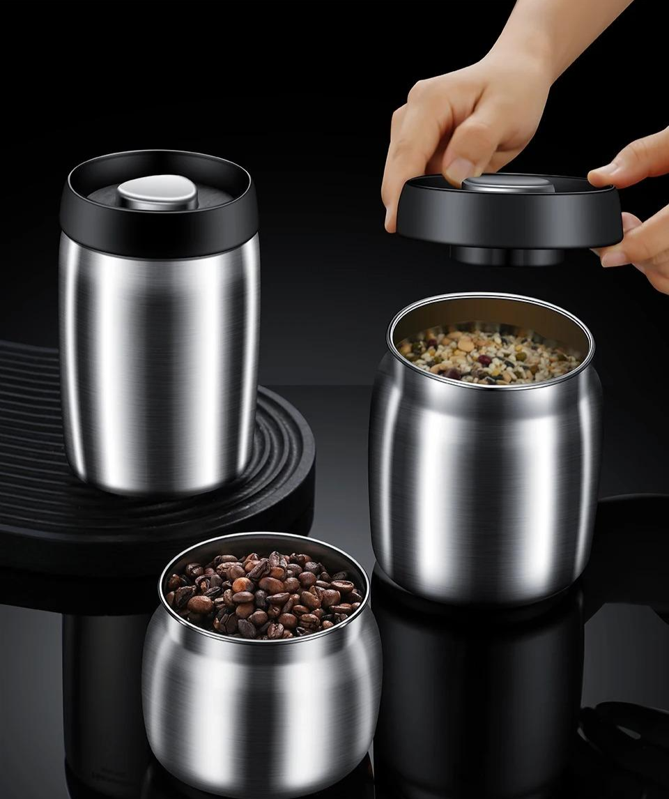 Royallure Vacuum Sealed Coffee Bean Storage Container 304 Stainless Steel Jar