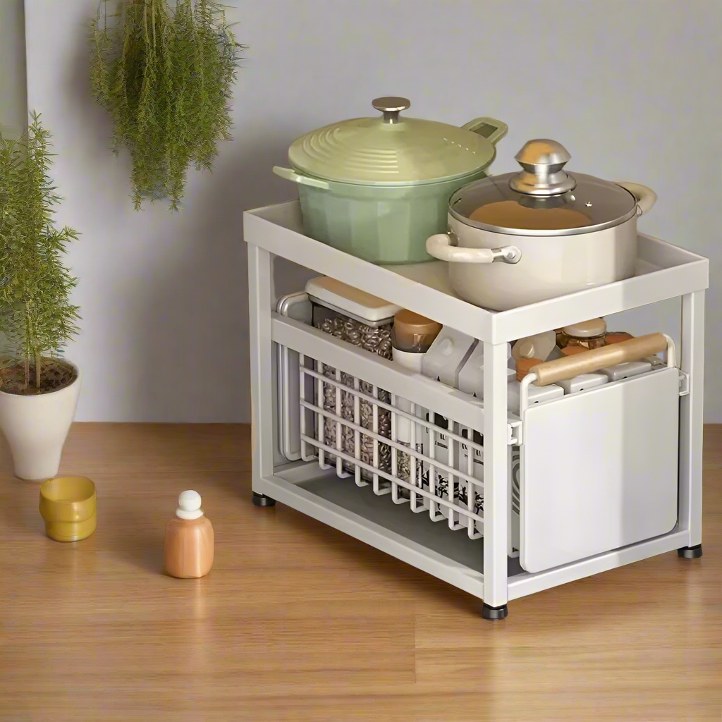 Royallure Pull-Out Kitchen Cabinet Storage Rack 1/2 Tier Slide-Out Organizer