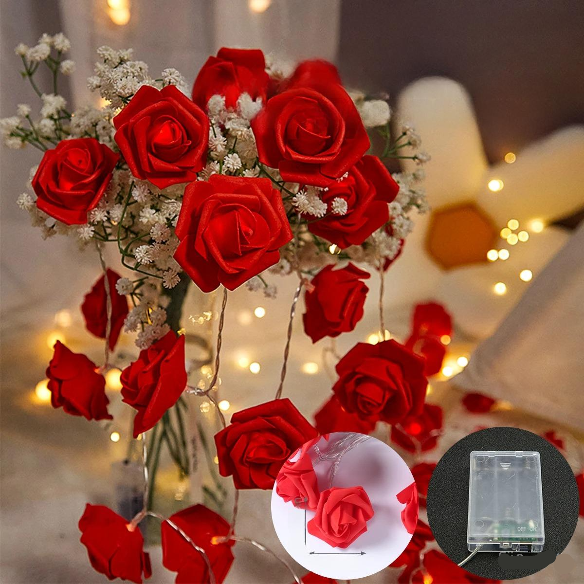 LuxRoyale LED Rose Flower String Lights Garland Wedding Party Home Decor