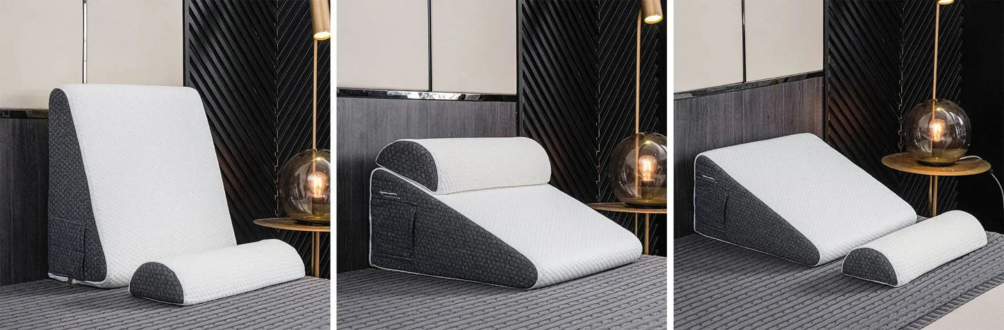 Royallure Deluxe Inclined Reflux Wedge Pillow – Memory Foam, Cooling Cover, Multi-Support