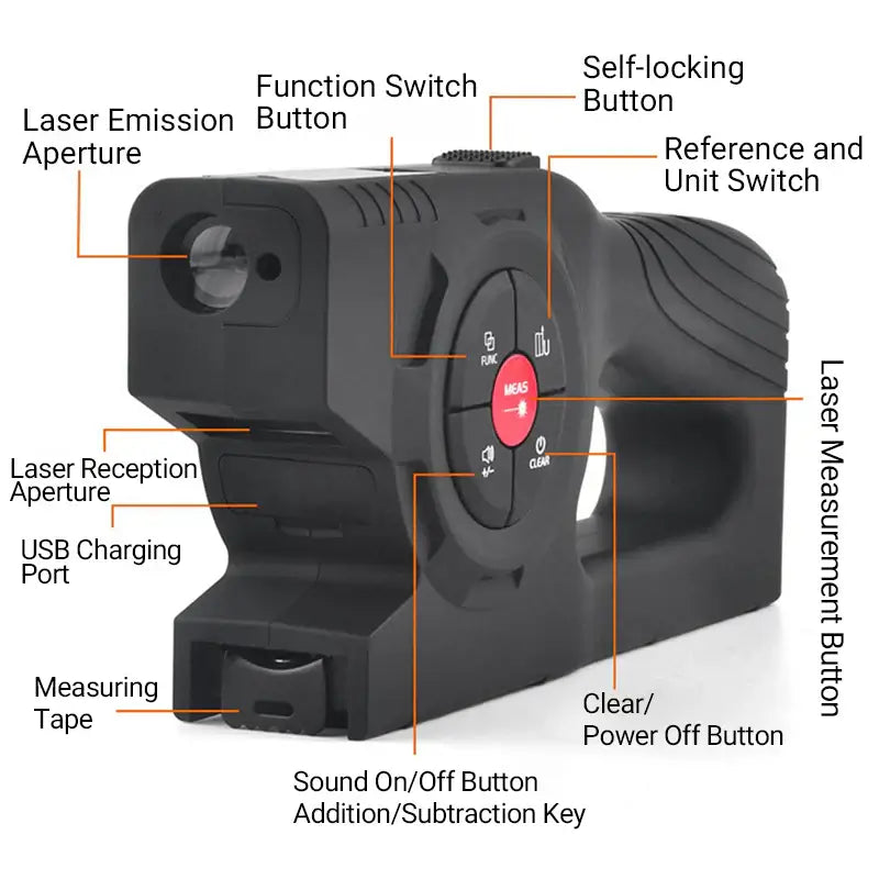 Royallure 3-in-1 Digital Laser Tape Measure – Tape, Laser & Cross-Line, Backlit LCD