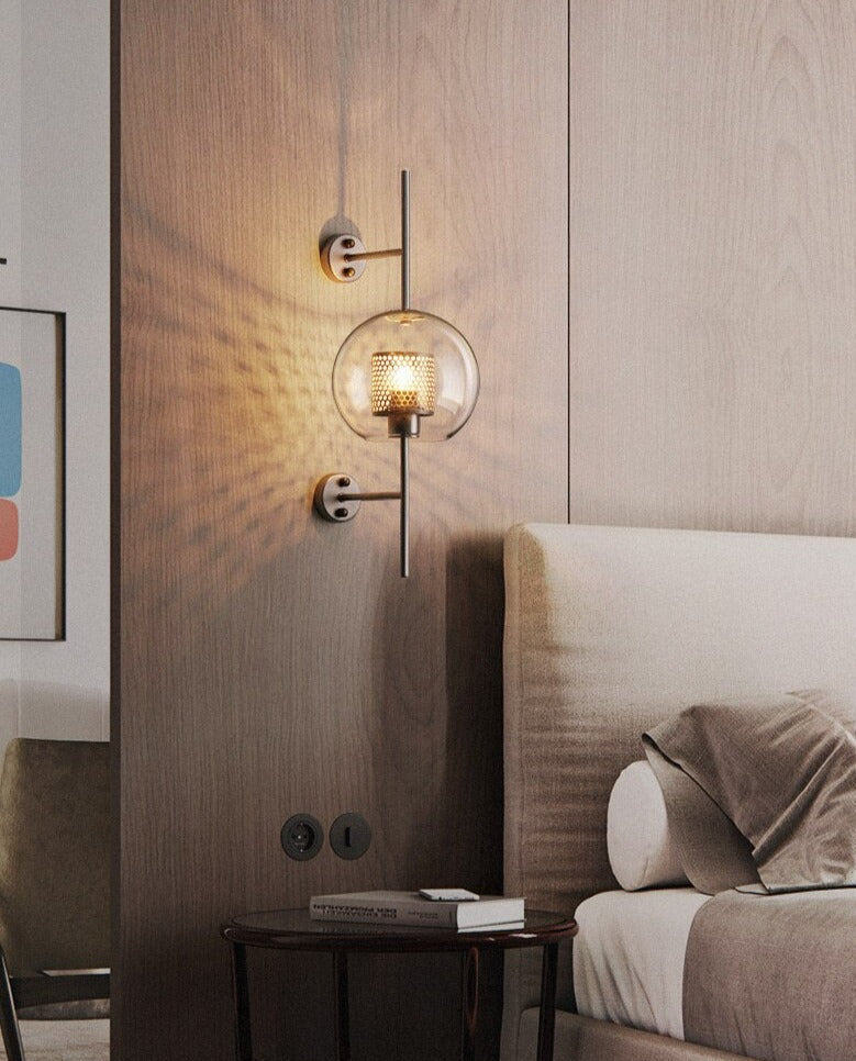 Rayvia Adriel - Modern Honeycomb Brass & Glass Wall Sconce