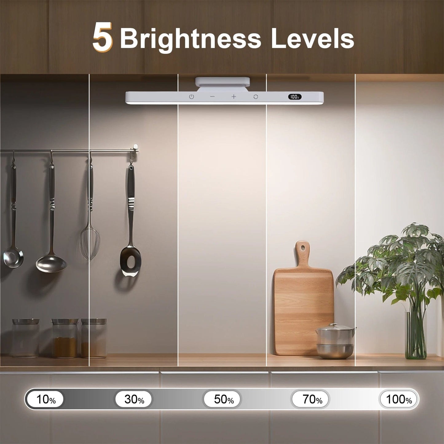 Portable LED Desk Light Bar - Magnetic, Remote Dimmable with 3 Color Modes - White