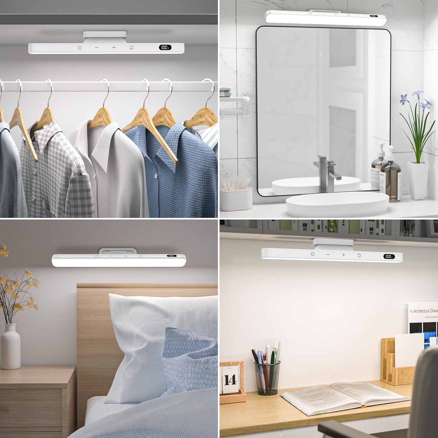 Portable LED Desk Light Bar - Magnetic, Remote Dimmable with 3 Color Modes - White