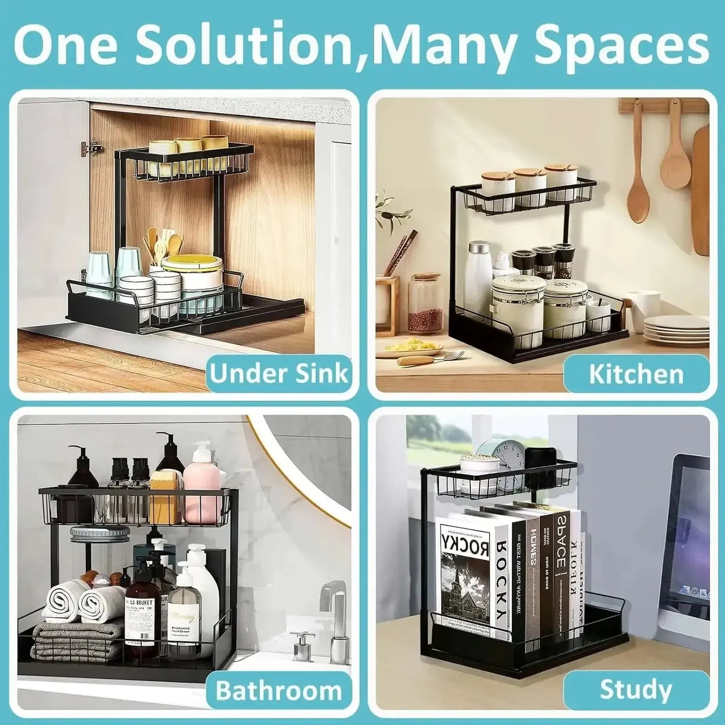 Luxora 2 Tier Slide Out Under Sink Organizer for Kitchen