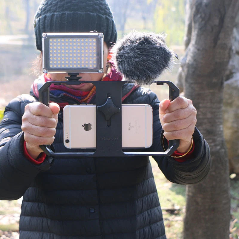 RoyaleGlow Smartphone Video Rig Stabilizer With Light