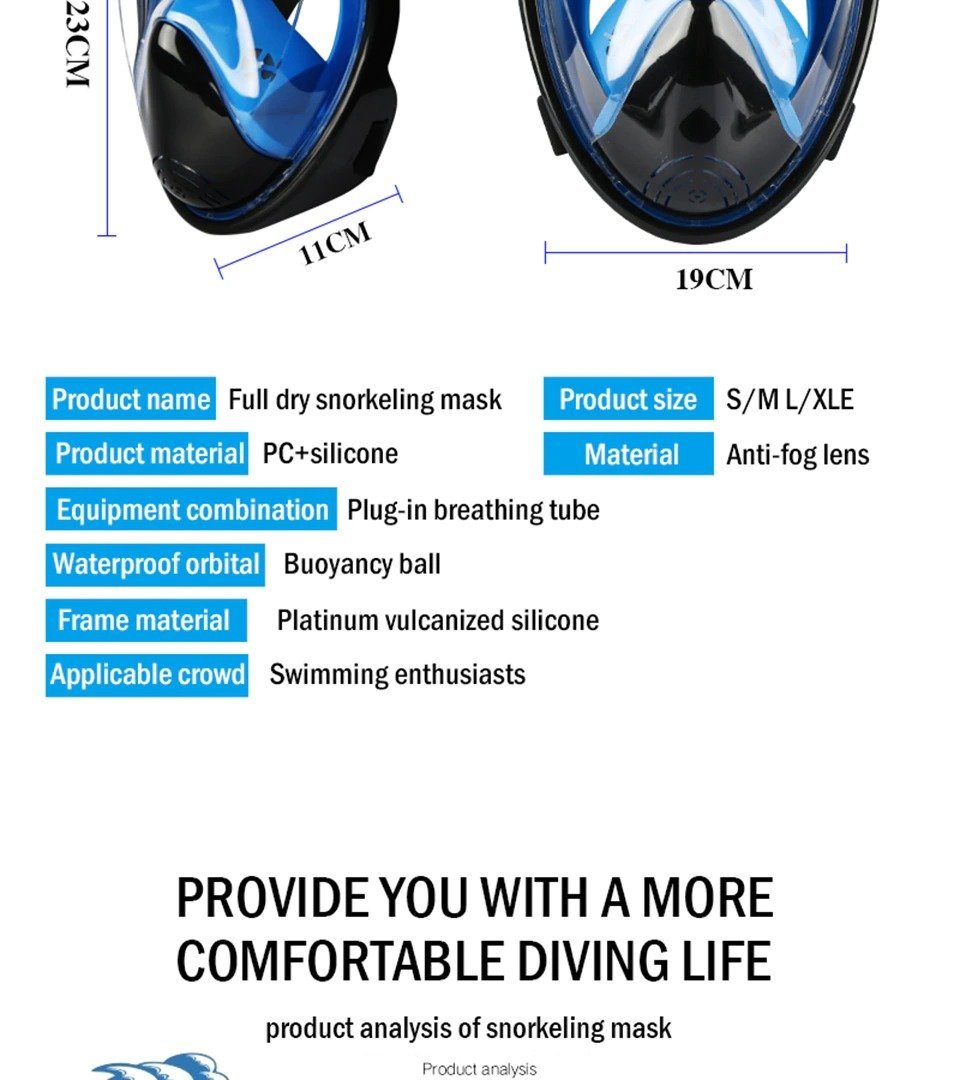 RoyaleGlow Full Face Anti Fog Underwater Scuba Diving Mask