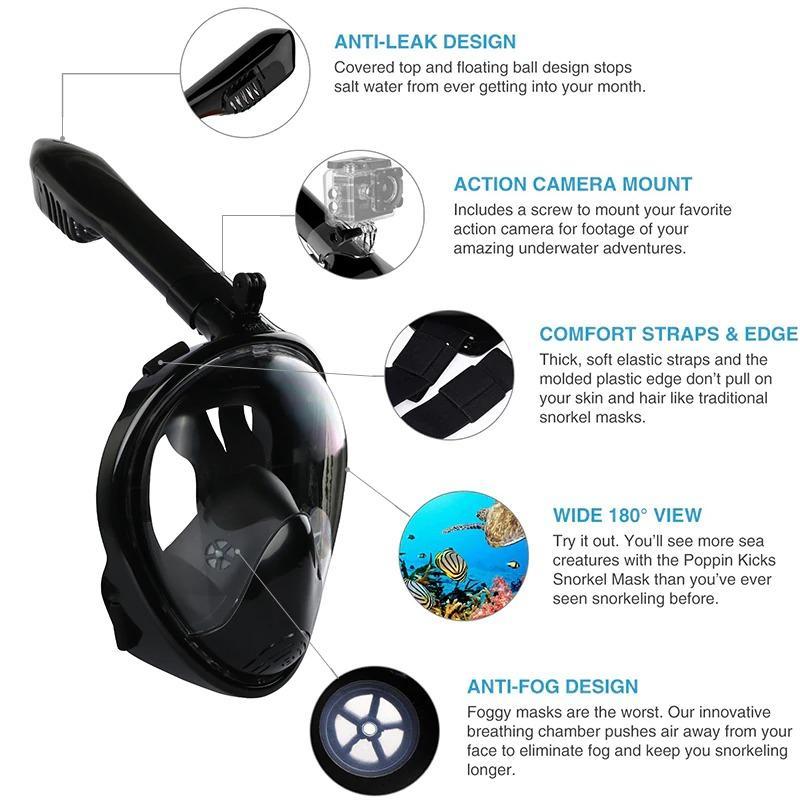 RoyaleGlow Full Face Anti Fog Underwater Scuba Diving Mask
