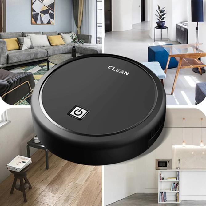 Robot Vacuum Cleaner With Strong Suction Quiet Operation And Smart Collision Sensors Cleans Up To 180m² Floors And Carpets With Integrated Brush Compact 6cm Design For Pet Hair Dust And Crumbs