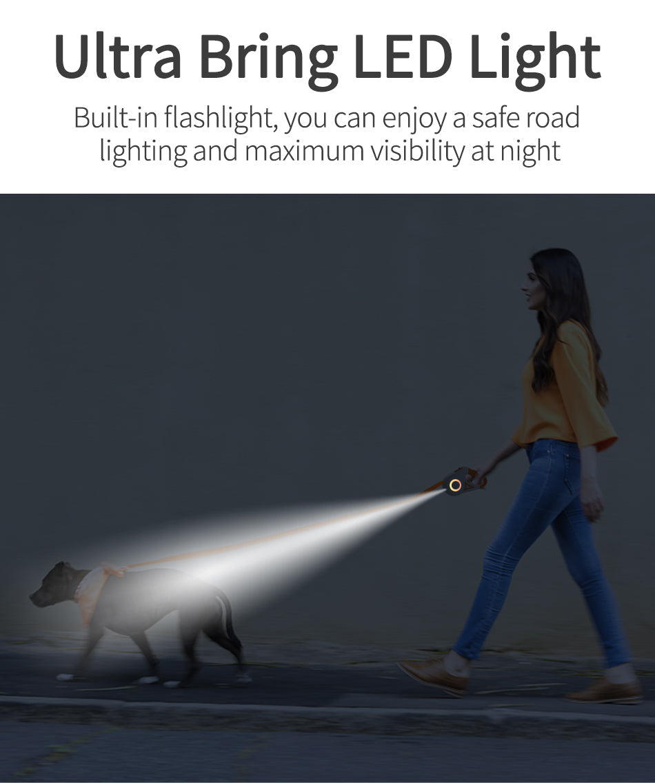 Luxora Retractable Dog Leash with LED Light and Comfort Grip