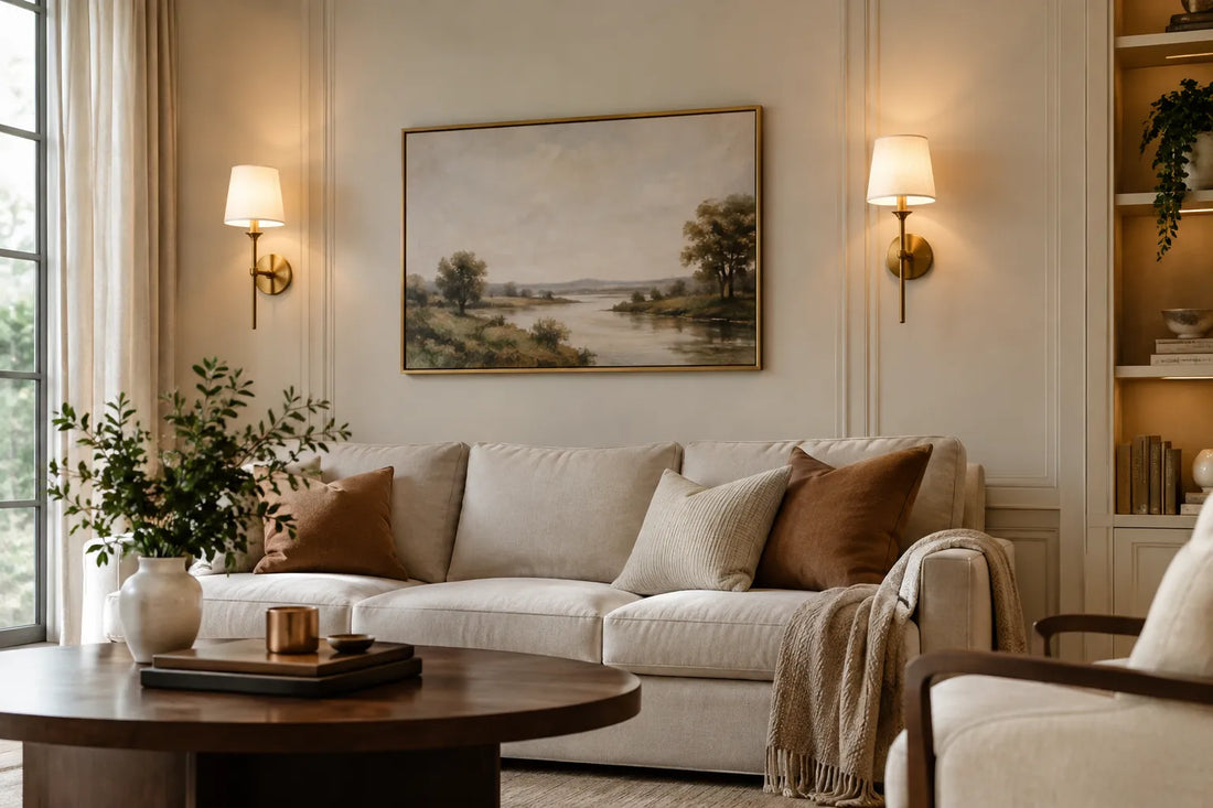 Living room wall sconces that add depth and warmth