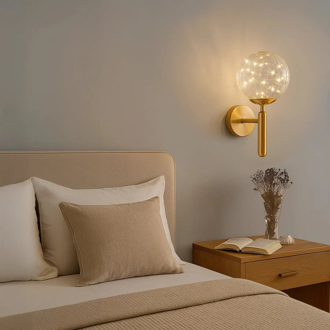 Royallure Globe Glass Wall Sconce Modern LED Wall Light for Bedroom & Living Room