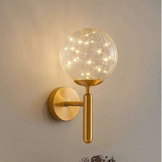 Royallure Globe Glass Wall Sconce Modern LED Wall Light for Bedroom & Living Room
