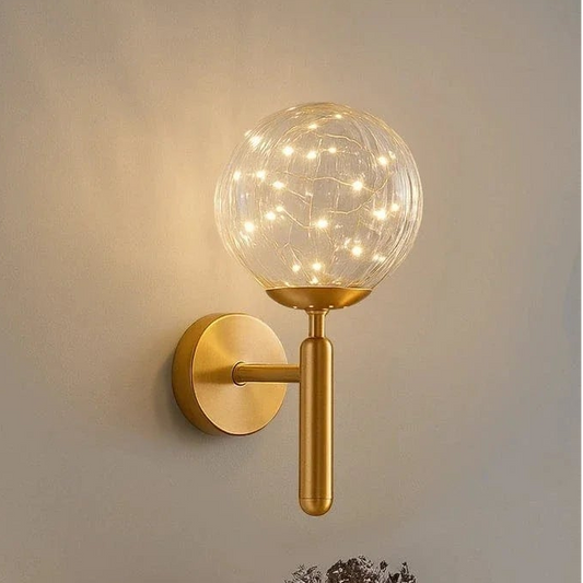 Royallure Globe Glass Wall Sconce Modern LED Wall Light for Bedroom & Living Room