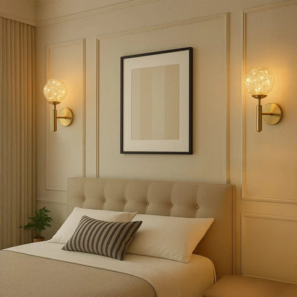 Royallure Globe Glass Wall Sconce Modern LED Wall Light for Bedroom & Living Room