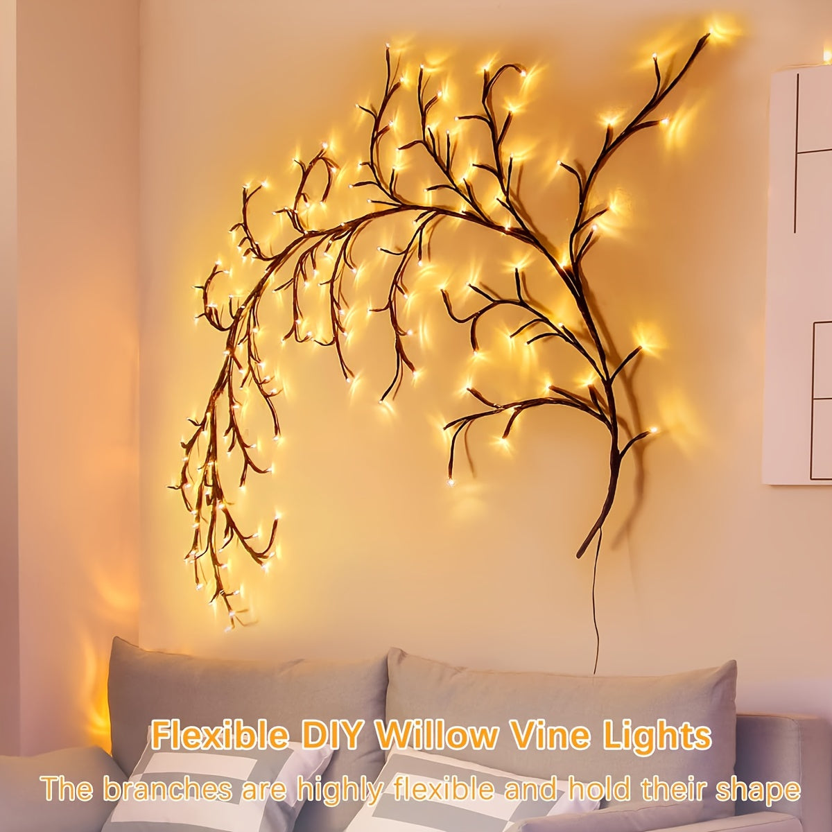 Christmas Vine Tree Lamp - 72/96 LED, 8 Lighting Modes, USB Plug-in, 4.7/6ft - 6ft