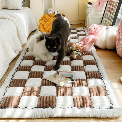 Pawelux Cozy Chenille Large Plaid Anti-Slip Dog Bed Mat - Machine Washable Pet Couch Cover