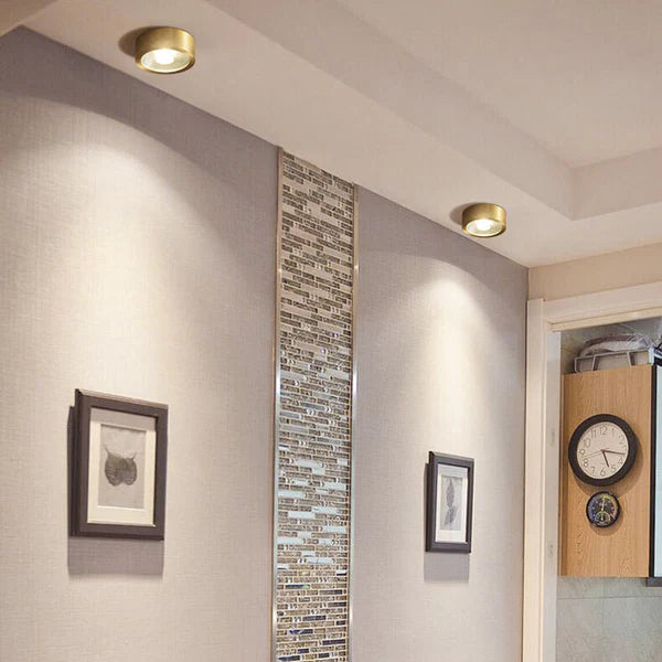 Lumora Copper Flush Mount Built In LED Ceiling Light For Hallway Living Room Bedroom