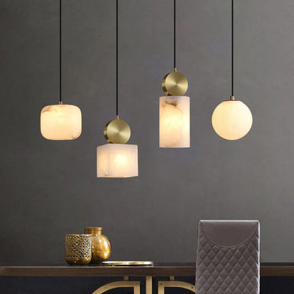 RoyaleGlow Wabi-Sabi Marble Pendant Light - Japandi Minimalist Hanging Lamp