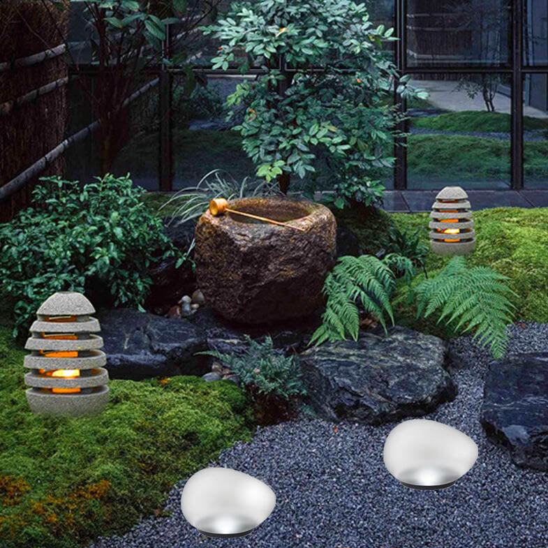 Rayvia Solar Pebble LED Landscape Light - Modern Outdoor Solar Garden Lighting - Small
