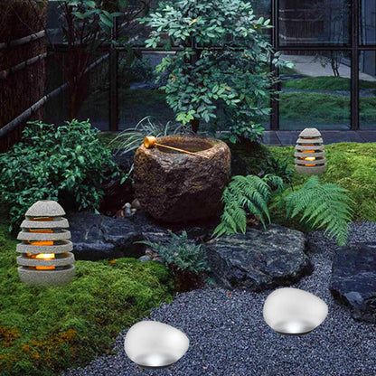 Rayvia Solar Pebble LED Landscape Light - Modern Outdoor Solar Garden Lighting - Small