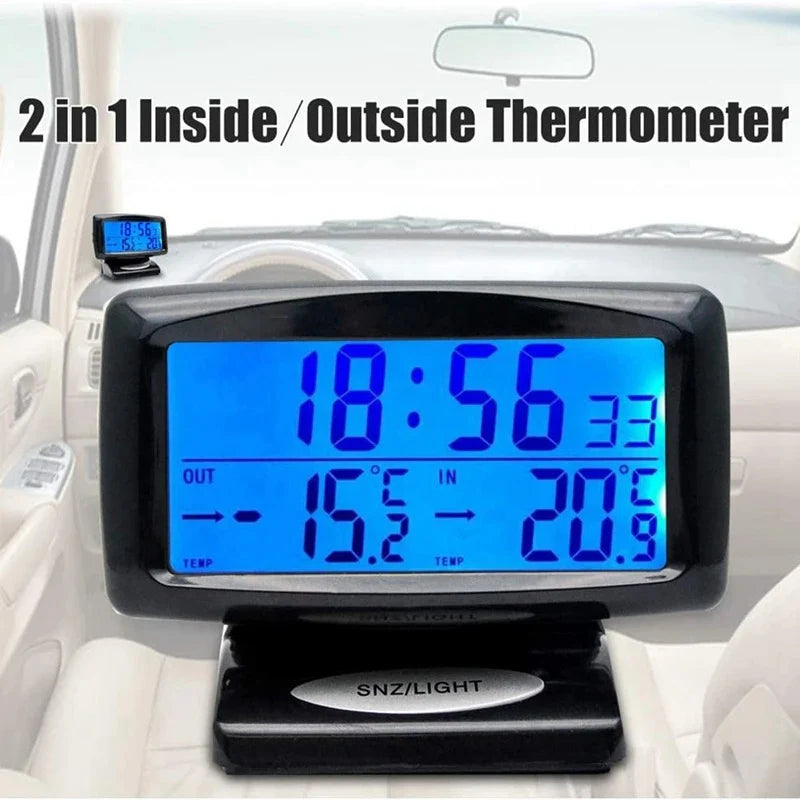 Luxora Car Dashboard Thermometer with Digital Clock Display