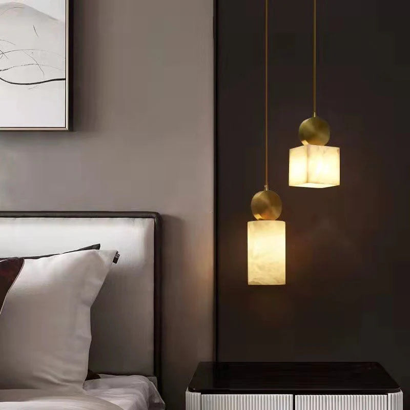 RoyaleGlow Wabi-Sabi Marble Pendant Light - Japandi Minimalist Hanging Lamp